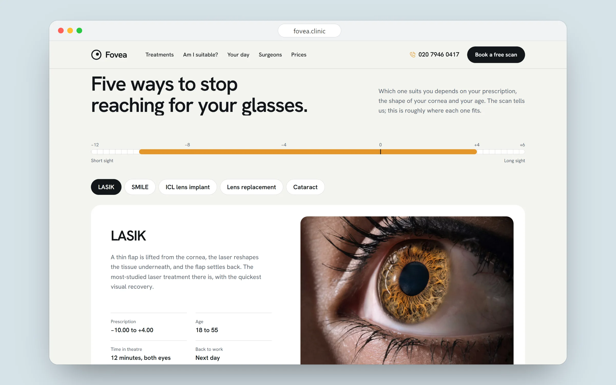 Fovea: Five treatments on one scale