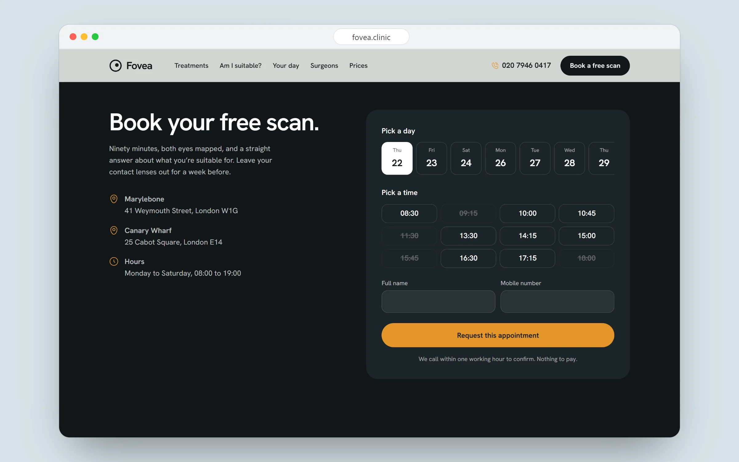 Fovea: Booking the free scan