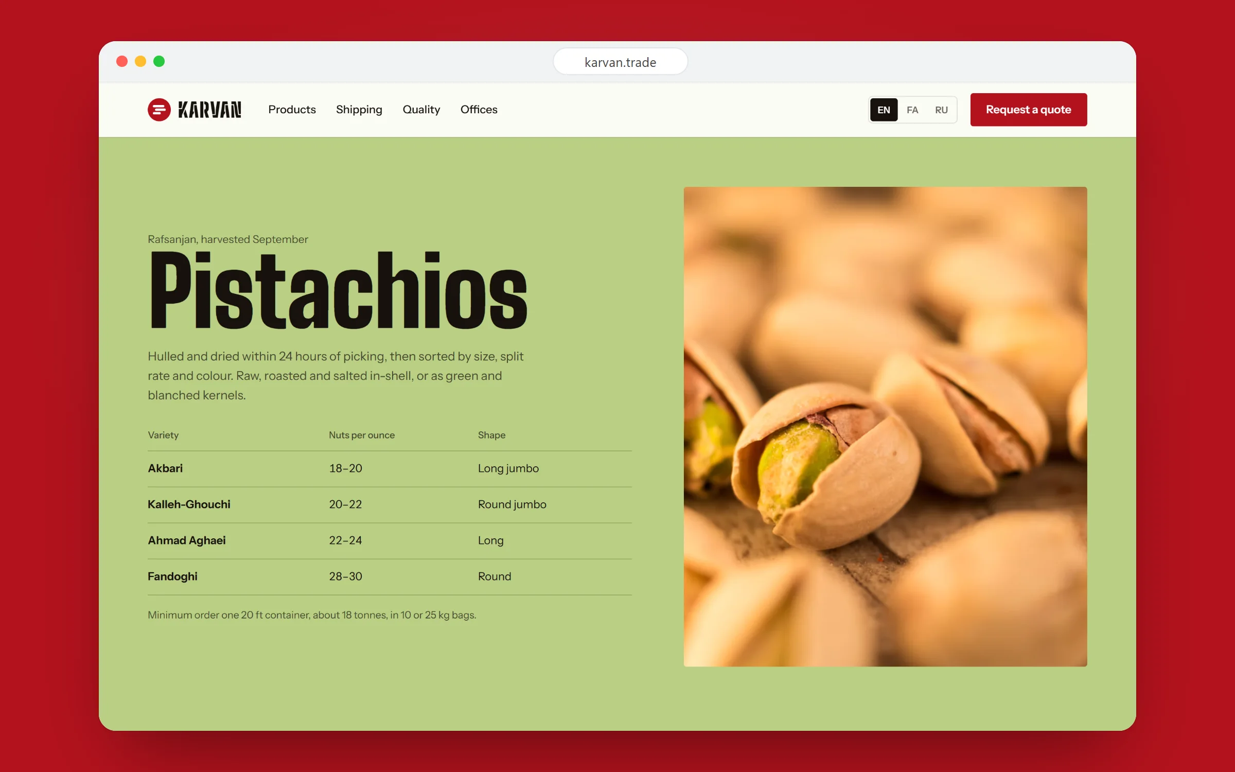 Karvan: Pistachios