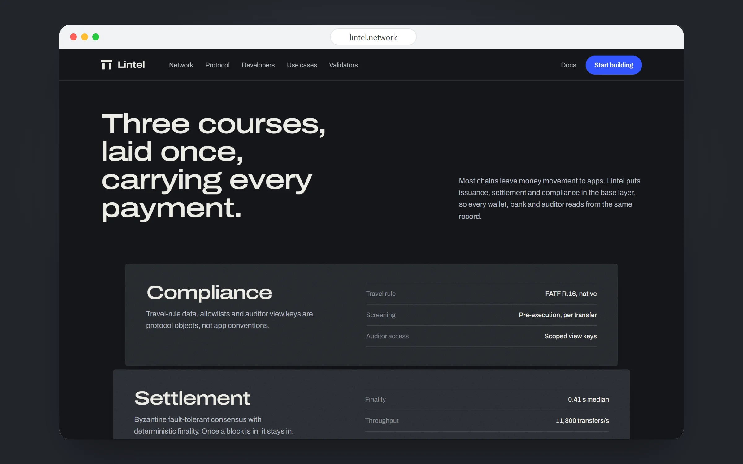 Lintel: Three courses of the protocol